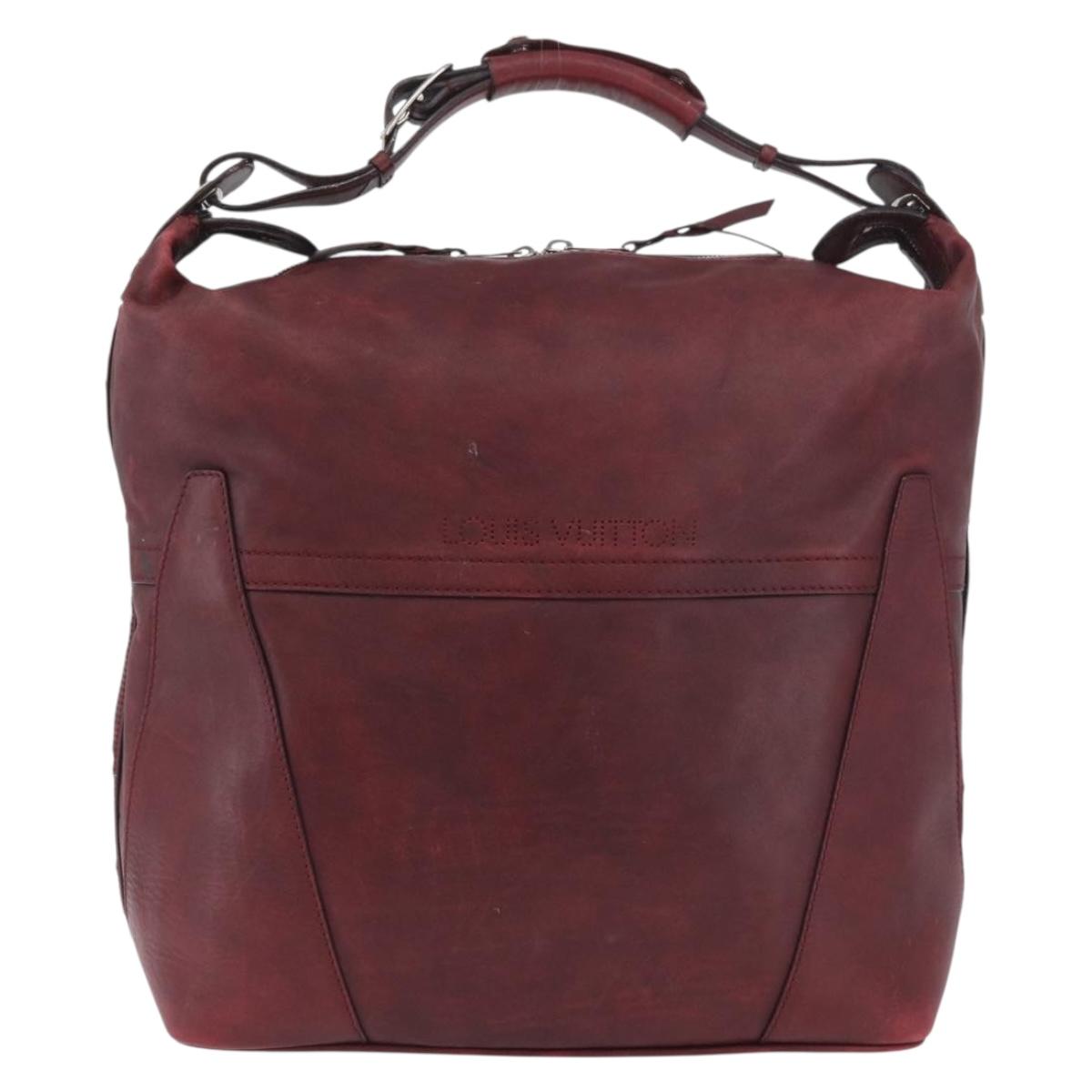 LOUIS VUITTON Cuir Bequia Grimo Boston Bag Bordeaux LV Auth ka3433