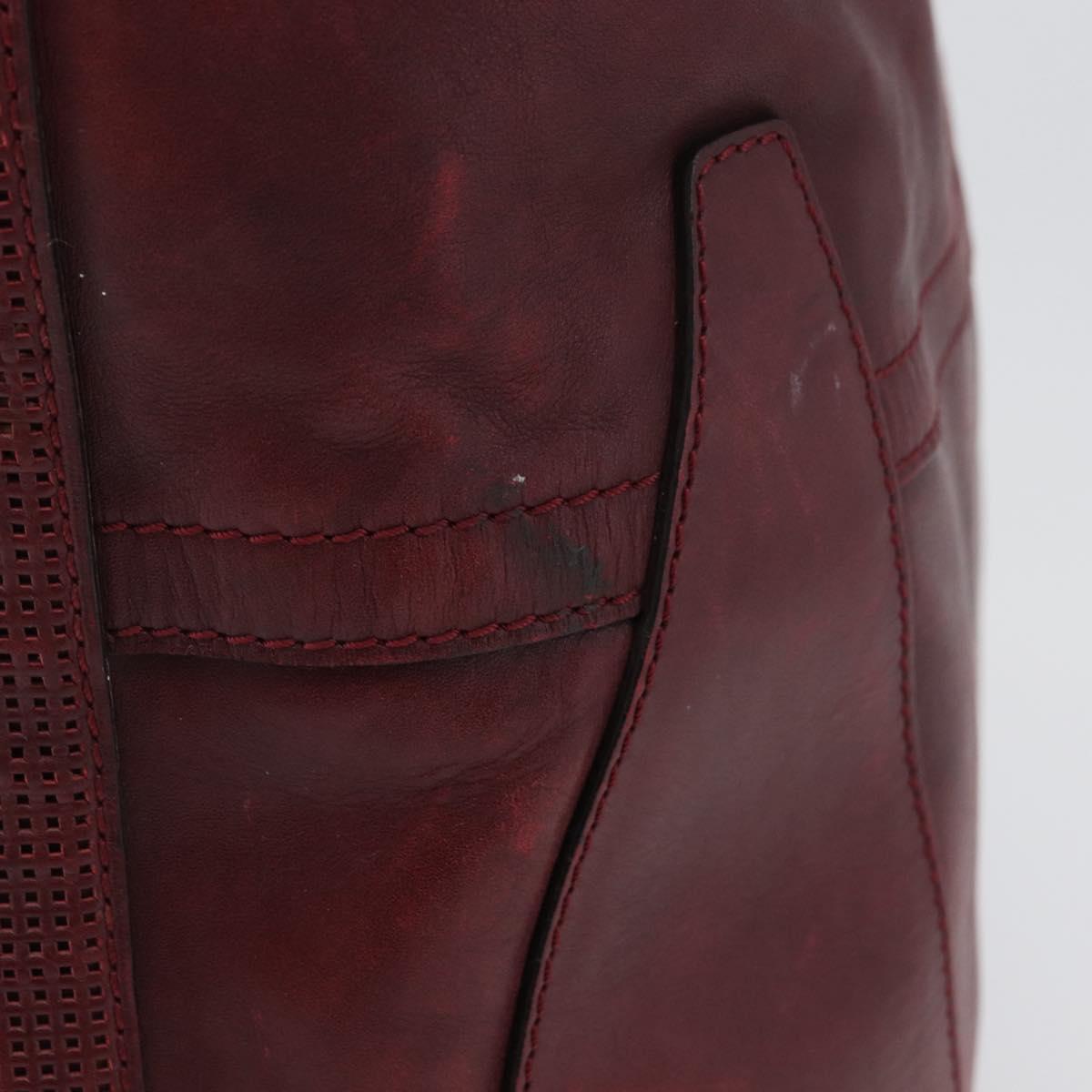 LOUIS VUITTON Cuir Bequia Grimo Boston Bag Bordeaux LV Auth ka3433