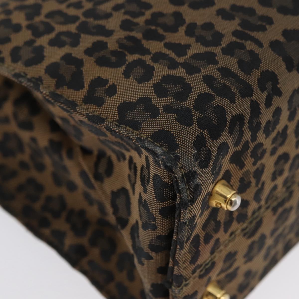 FENDI Leopard Tote Bag Nylon Brown Gold Auth ka3435