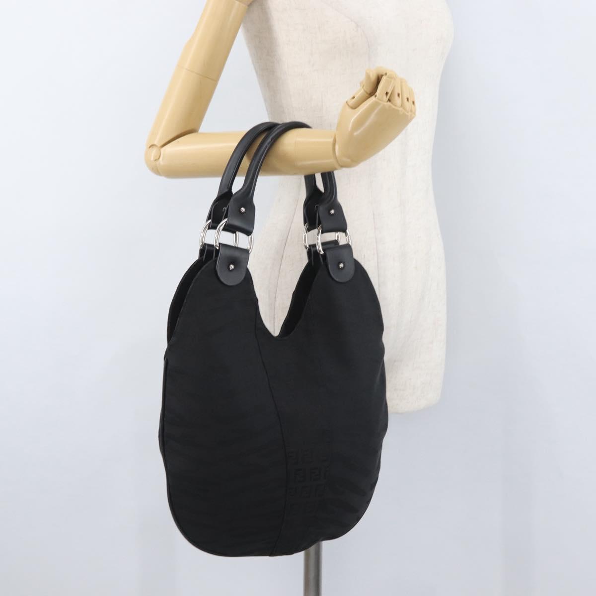 FENDI Zucchino Canvas Hand Bag Black Auth ka3436A