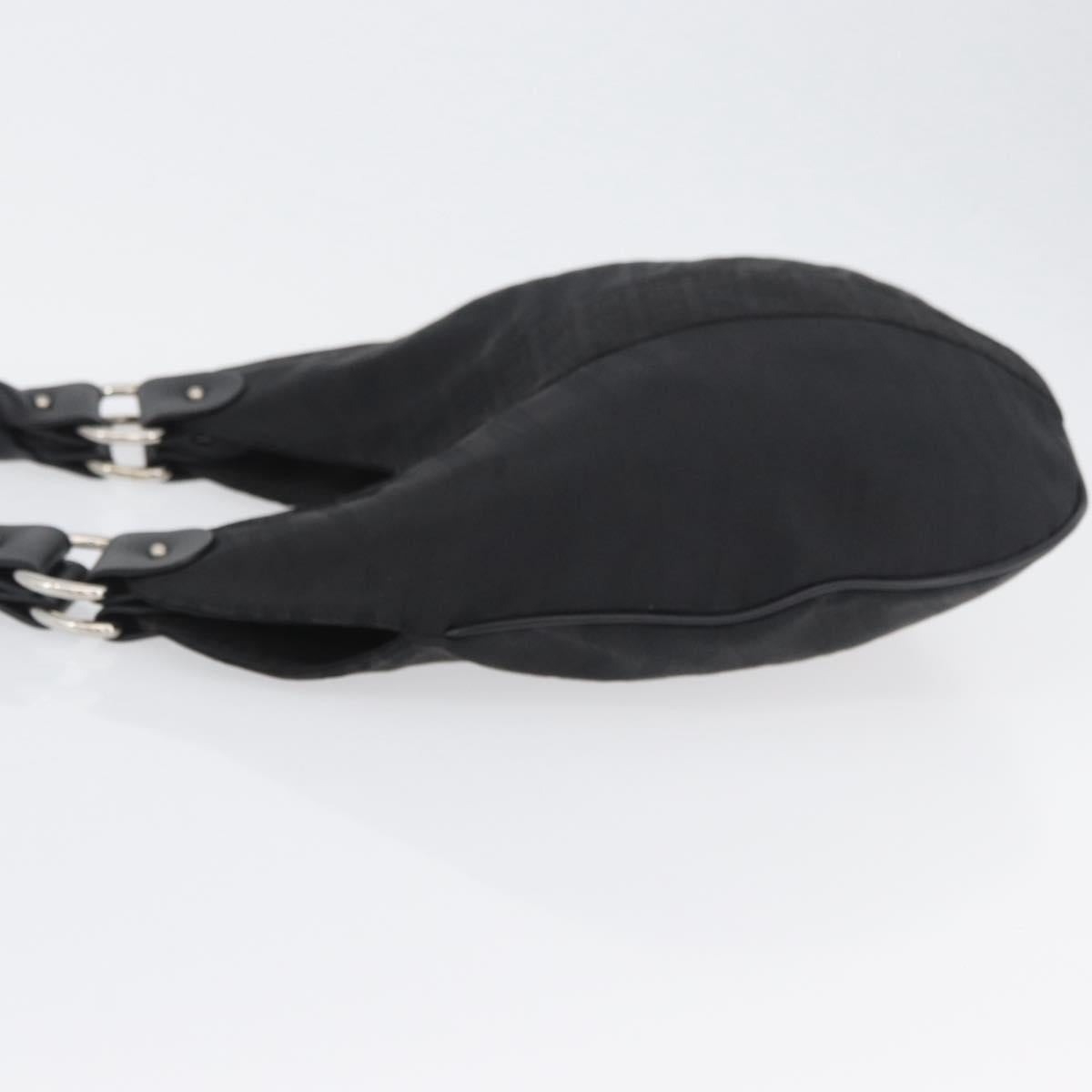 FENDI Zucchino Canvas Hand Bag Black Auth ka3436A