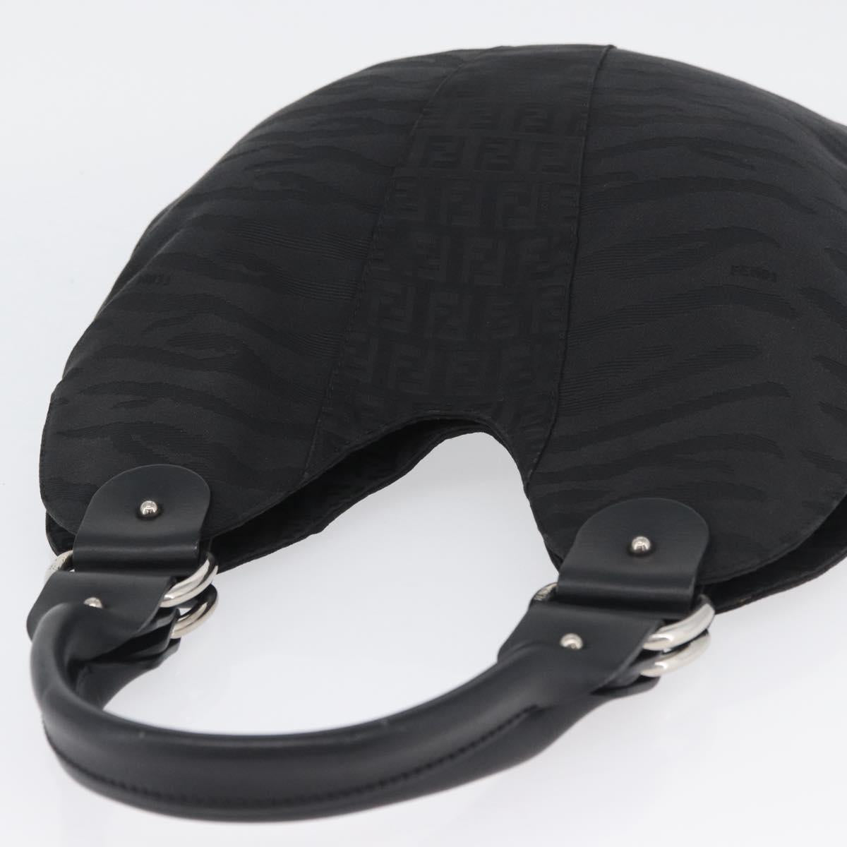 FENDI Zucchino Canvas Hand Bag Black Auth ka3436A