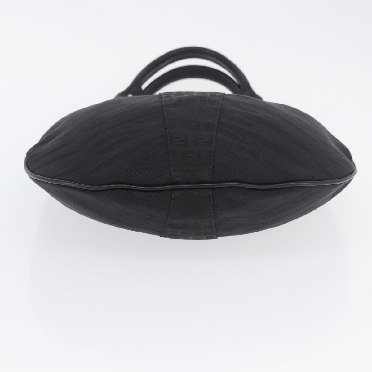 FENDI Zucchino Canvas Hand Bag Black Auth ka3436A