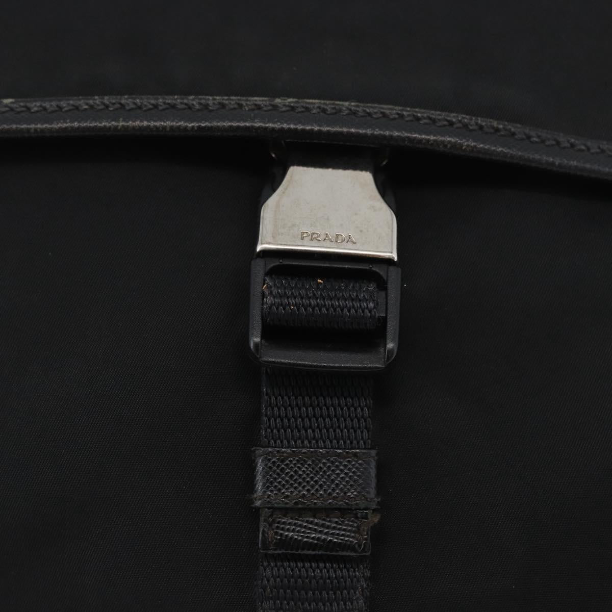 PRADA Shoulder Bag Nylon Black Silver Auth ka3438A
