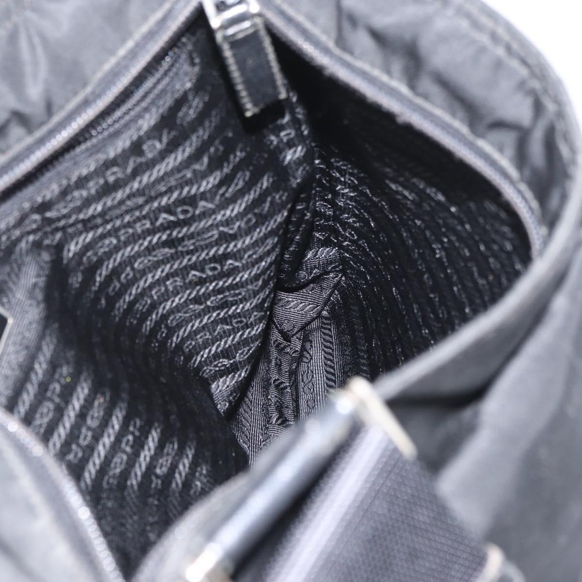 PRADA Shoulder Bag Nylon Black Silver Auth ka3438A
