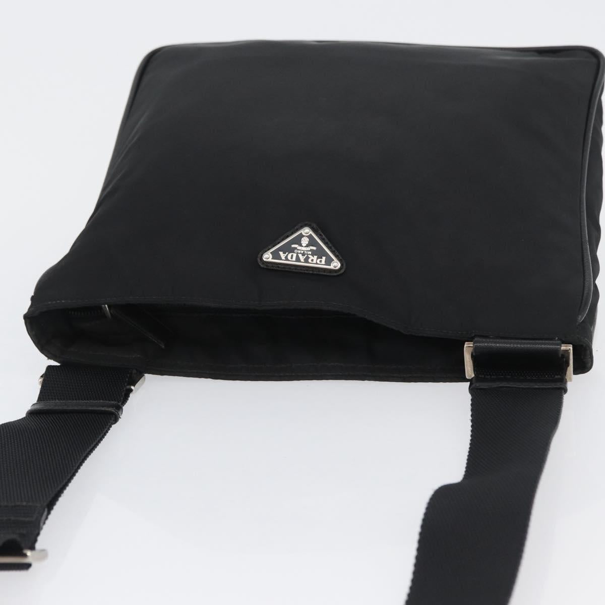 PRADA Shoulder Bag Nylon Black Silver Auth ka3438A