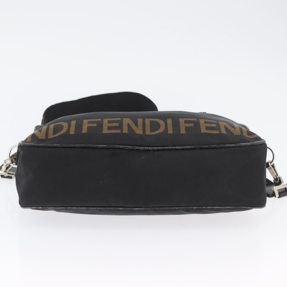FENDI Hand Bag Nylon 2way Black Silver Auth ka3439