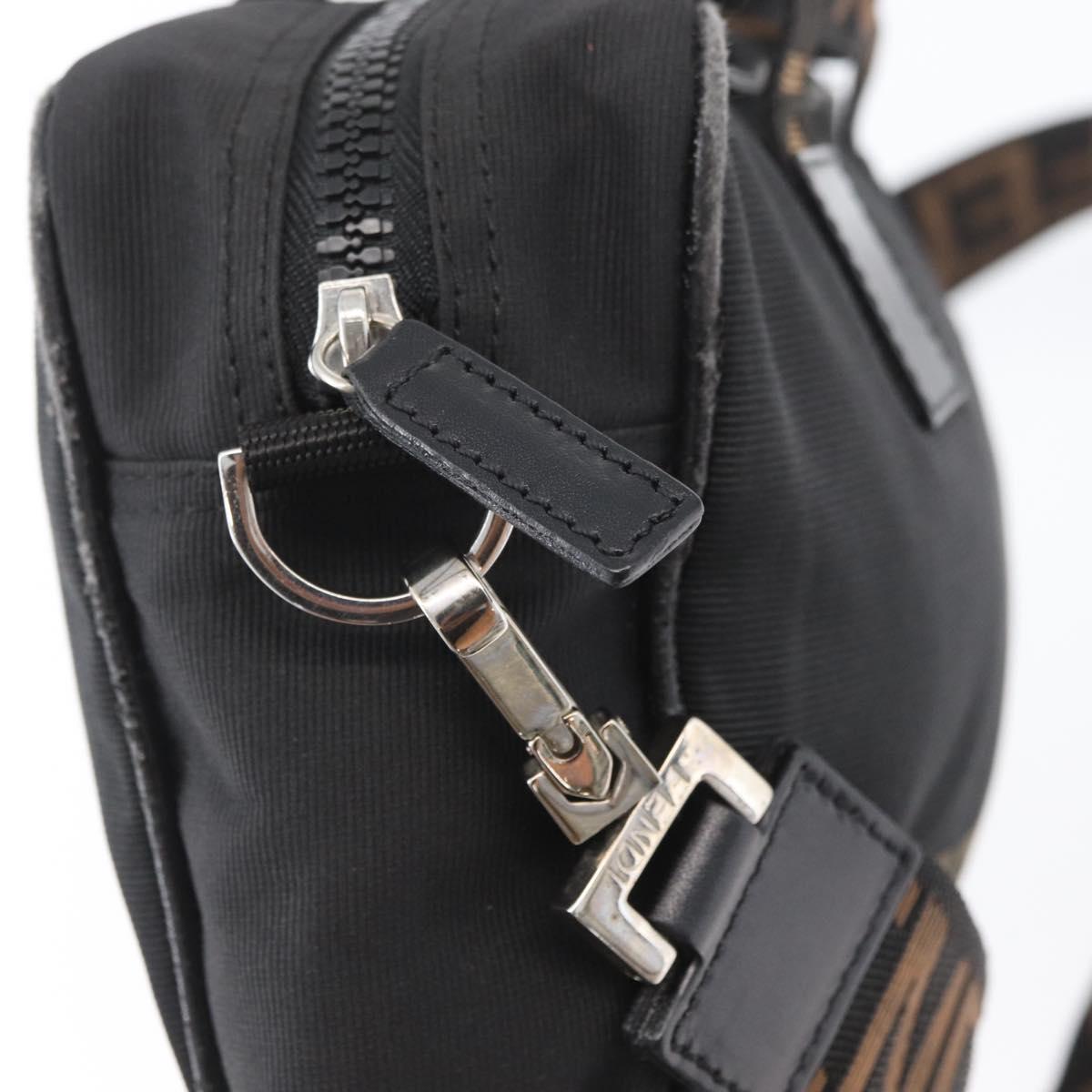 FENDI Hand Bag Nylon 2way Black Silver Auth ka3439