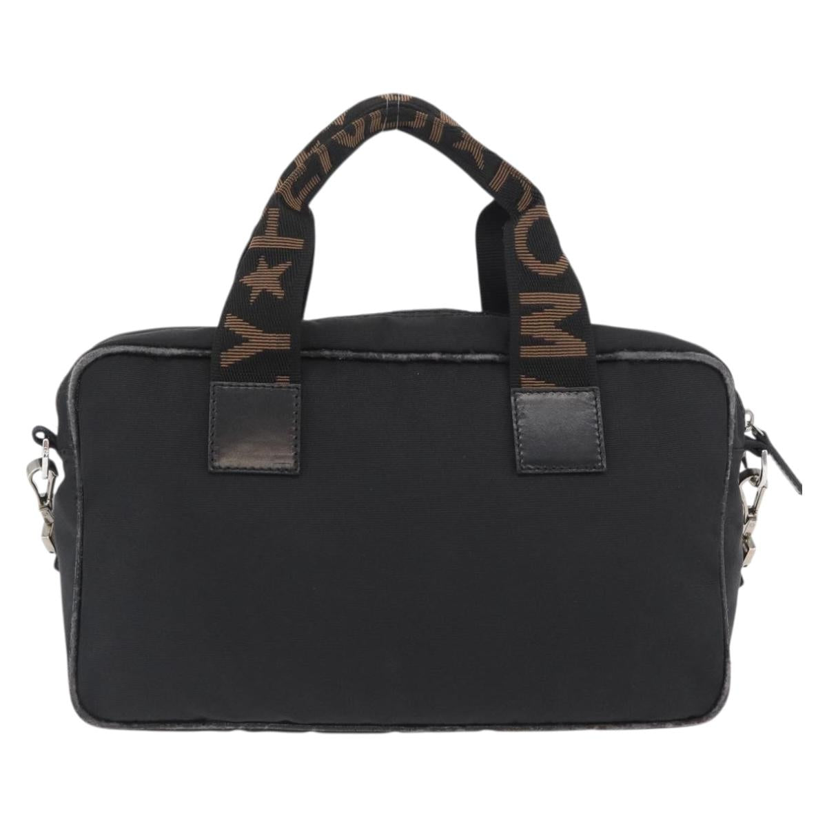 FENDI Hand Bag Nylon 2way Black Silver Auth ka3439