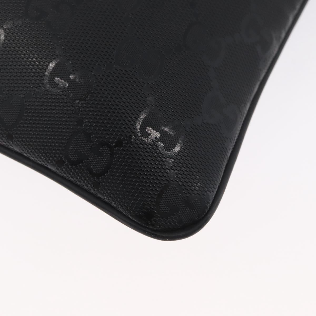 GUCCI GG Implementation Shoulder Bag PVC Black Silver 201446 Auth ka3440