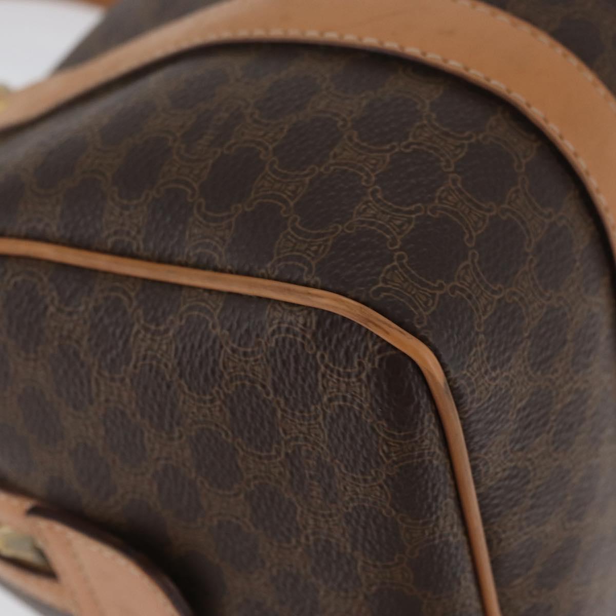 CELINE Macadam Canvas Hand Bag PVC Leather Brown Gold Auth ka3443