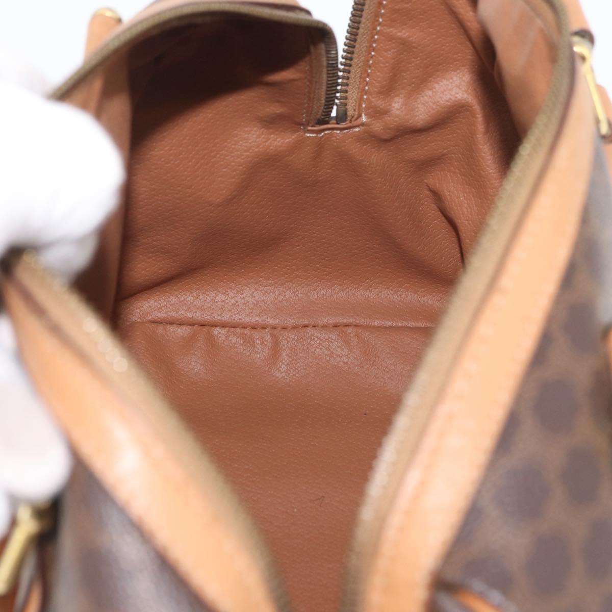 CELINE Macadam Canvas Hand Bag PVC Leather Brown Gold Auth ka3443
