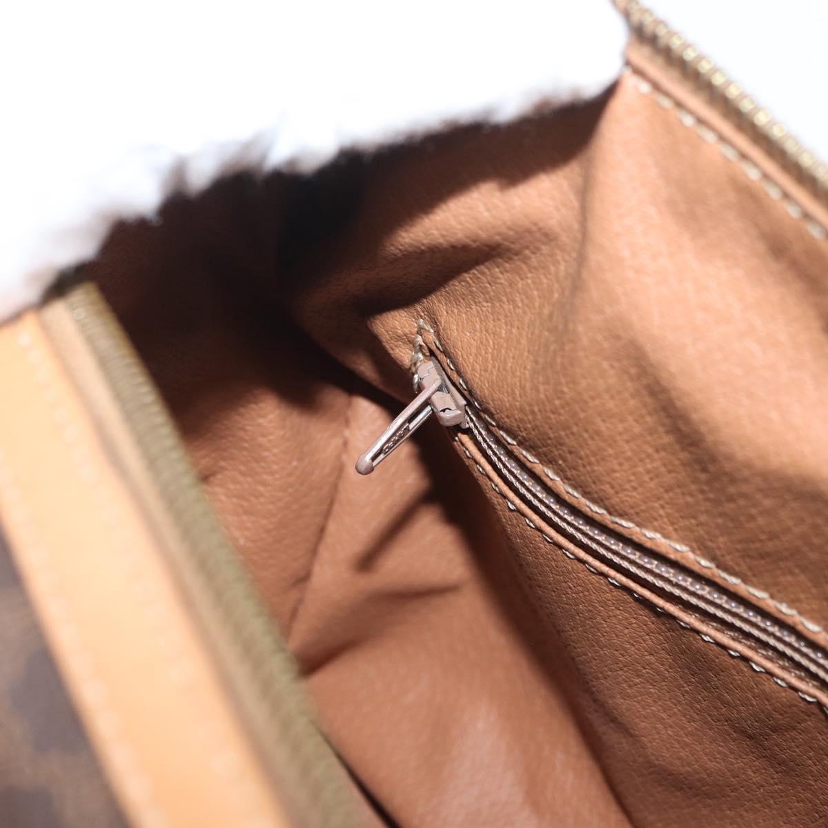 CELINE Macadam Canvas Hand Bag PVC Leather Brown Gold Auth ka3443