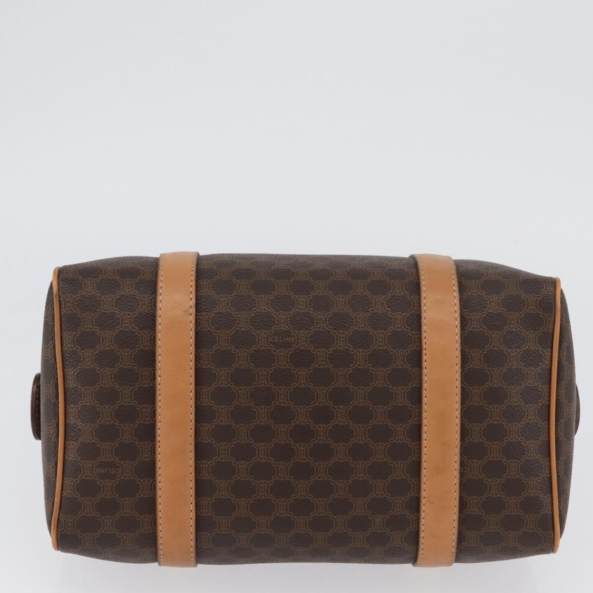 CELINE Macadam Canvas Hand Bag PVC Leather Brown Gold Auth ka3443