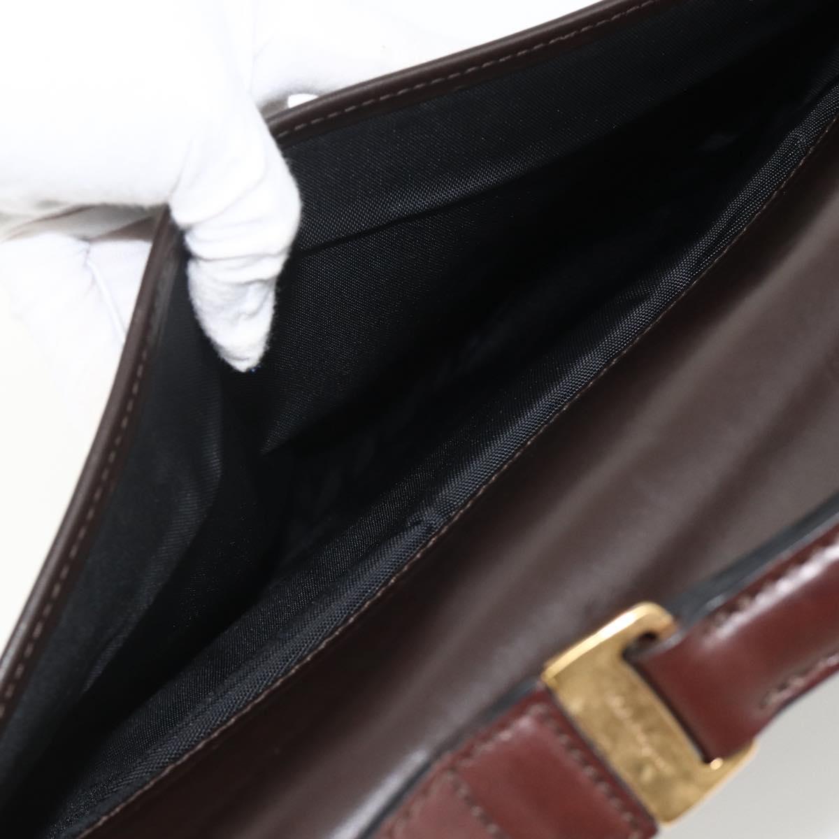Salvatore Ferragamo Hand Bag Leather Brown Gold Auth ka3448