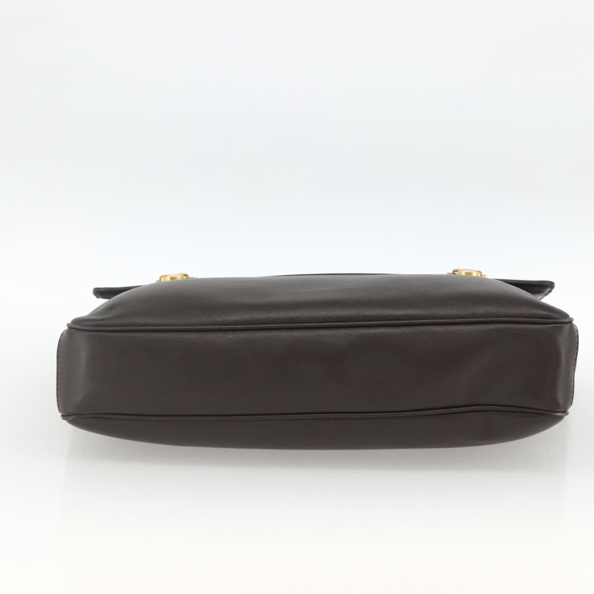 Salvatore Ferragamo Hand Bag Leather Brown Gold Auth ka3448
