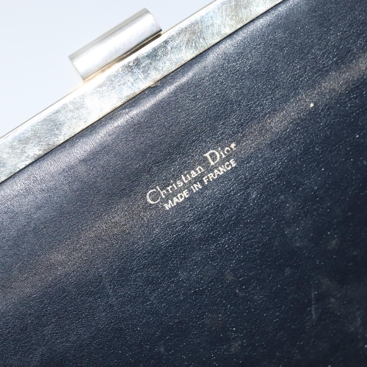 Christian Dior Trotter Canvas Clutch Bag Navy Gold Auth ka3453