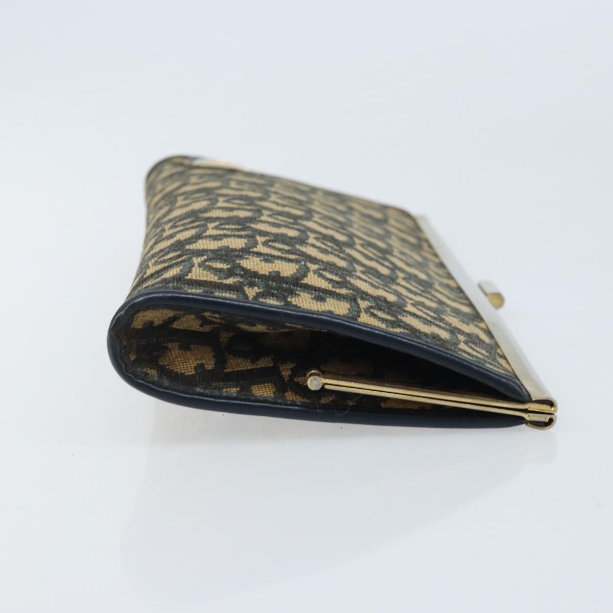 Christian Dior Trotter Canvas Clutch Bag Navy Gold Auth ka3453