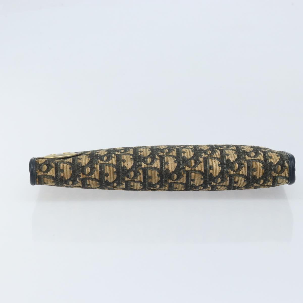 Christian Dior Trotter Canvas Clutch Bag Navy Gold Auth ka3453