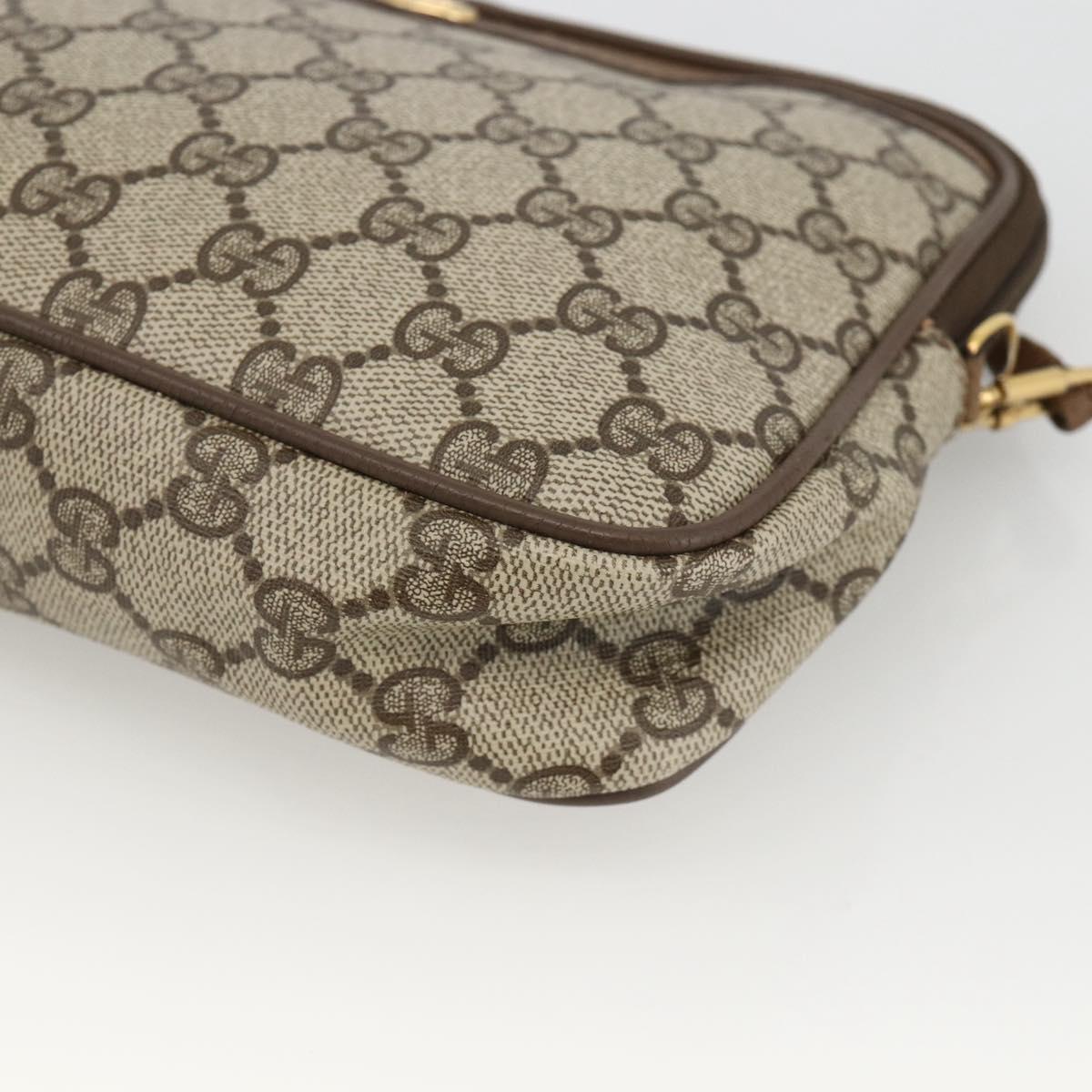 GUCCI GG Supreme Shoulder Bag PVC Beige Gold 116 02 068 Auth ka3454