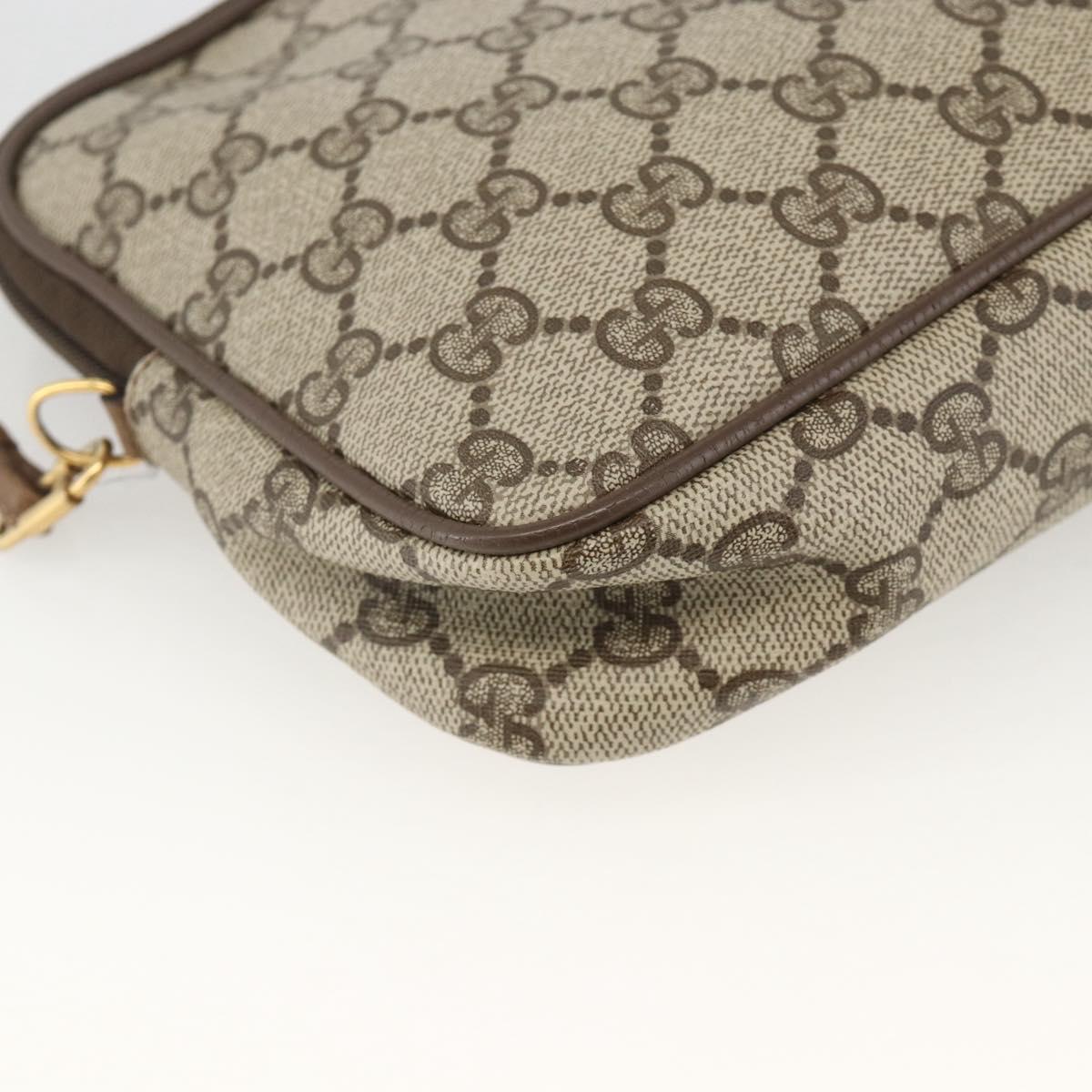 GUCCI GG Supreme Shoulder Bag PVC Beige Gold 116 02 068 Auth ka3454