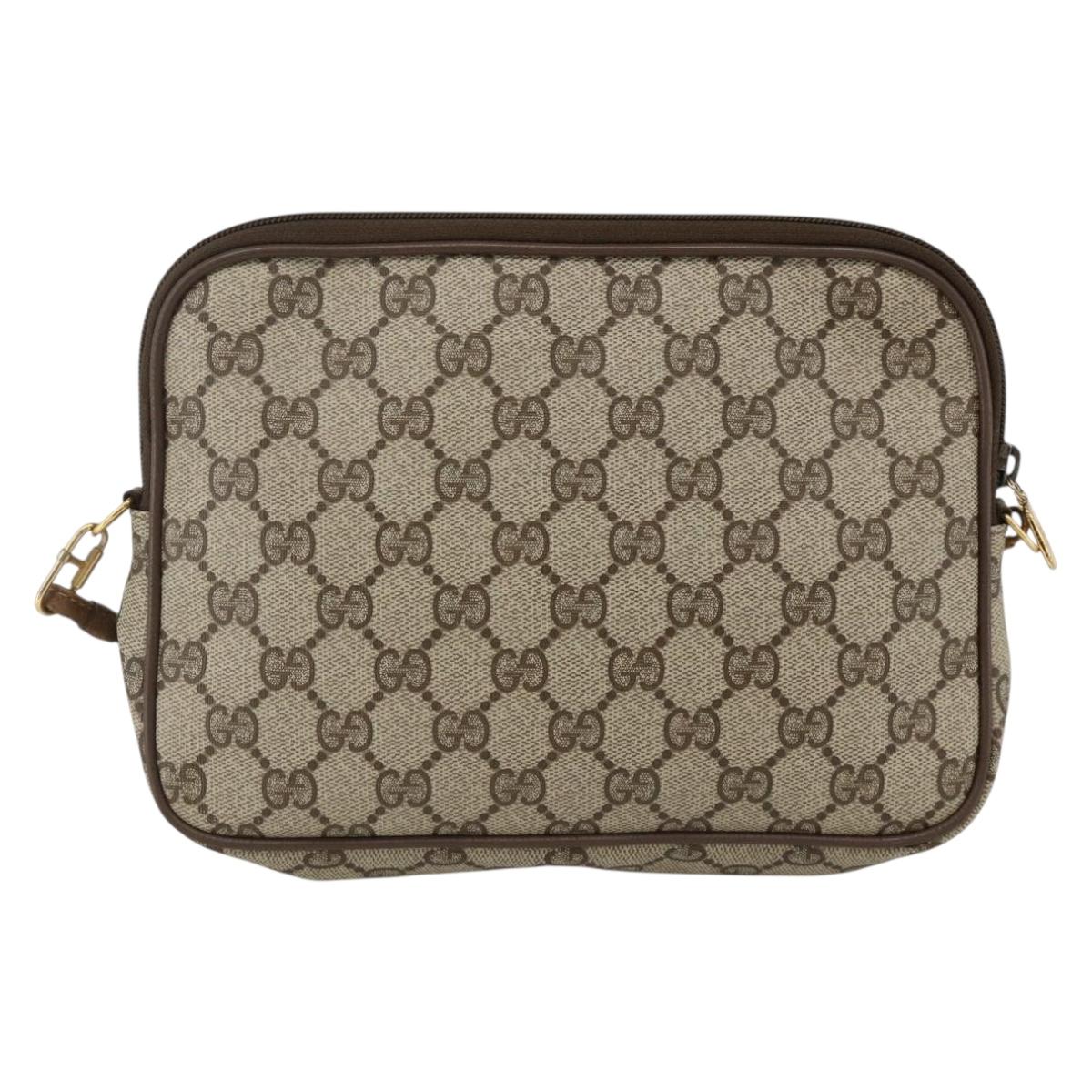 GUCCI GG Supreme Shoulder Bag PVC Beige Gold 116 02 068 Auth ka3454