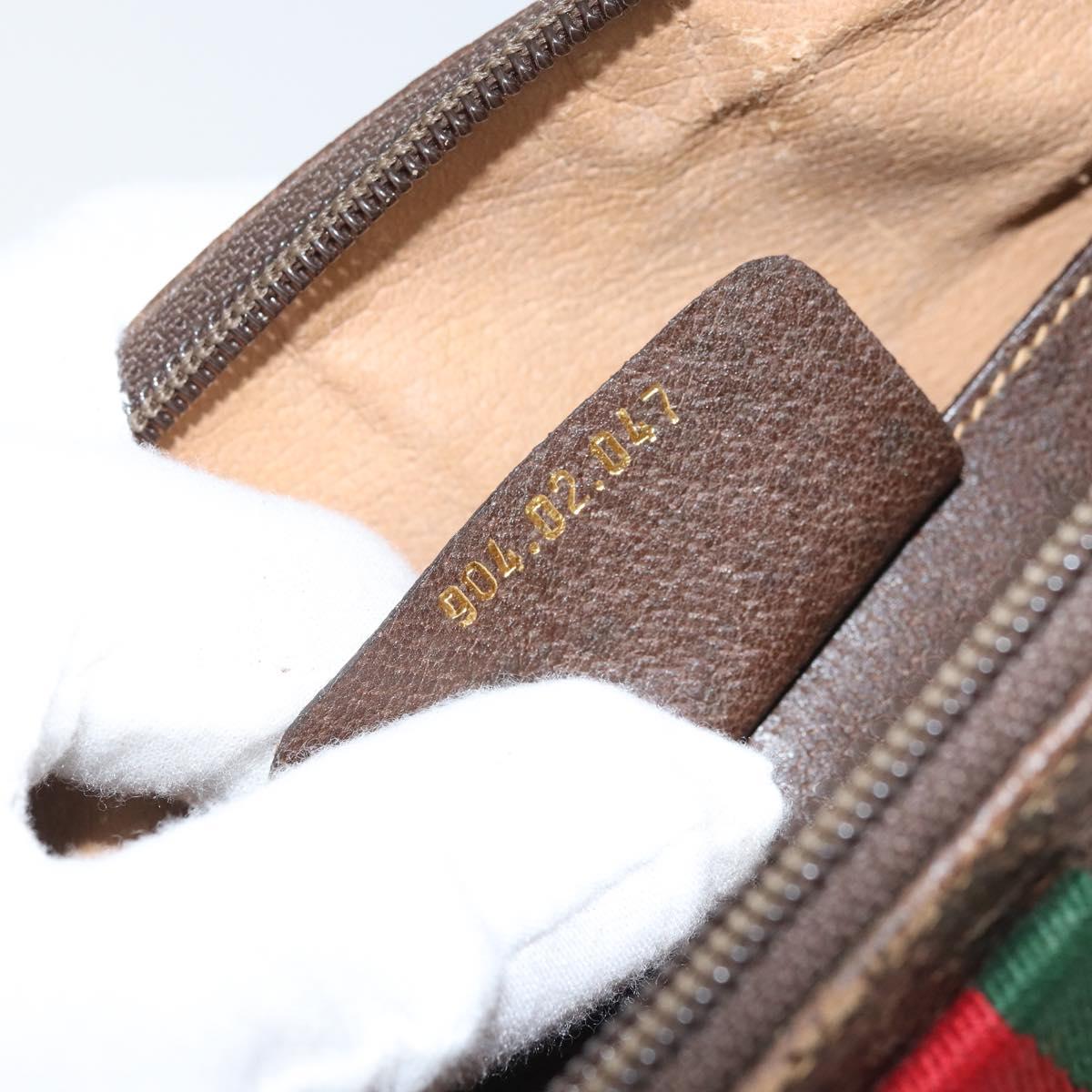 GUCCI GG Supreme Web Sherry Line Bag PVC Beige Gold 904 02 047 Auth ka3455