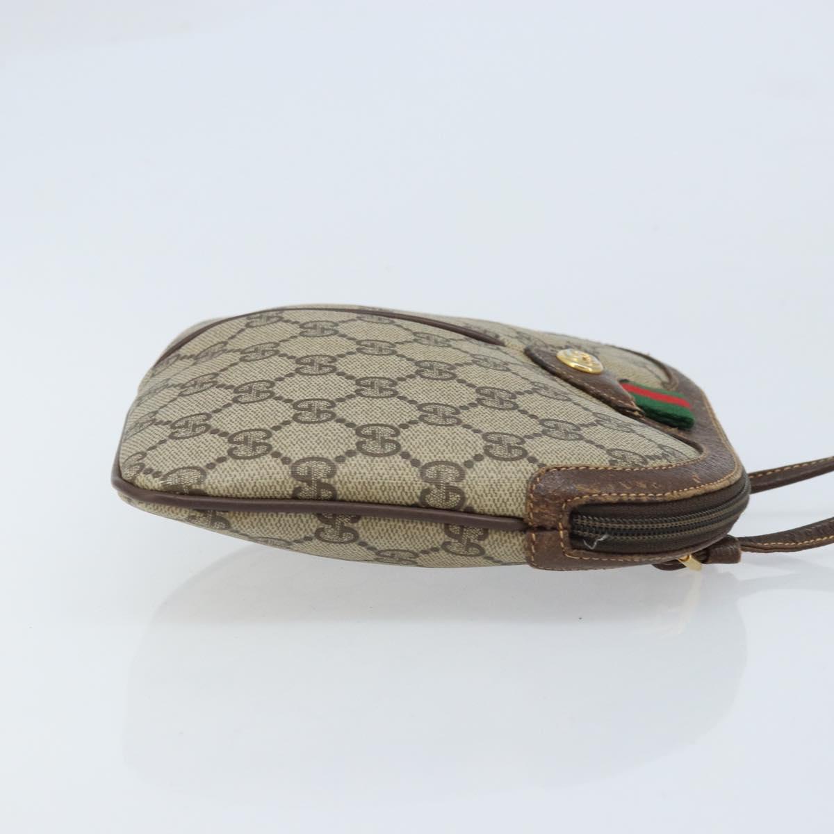 GUCCI GG Supreme Web Sherry Line Bag PVC Beige Gold 904 02 047 Auth ka3455