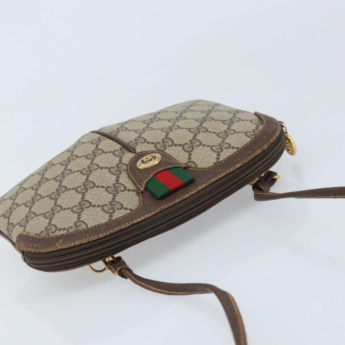 GUCCI GG Supreme Web Sherry Line Bag PVC Beige Gold 904 02 047 Auth ka3455