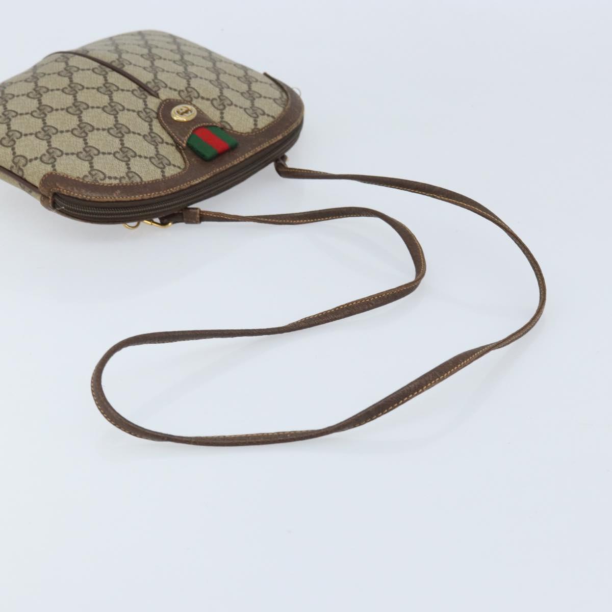 GUCCI GG Supreme Web Sherry Line Bag PVC Beige Gold 904 02 047 Auth ka3455