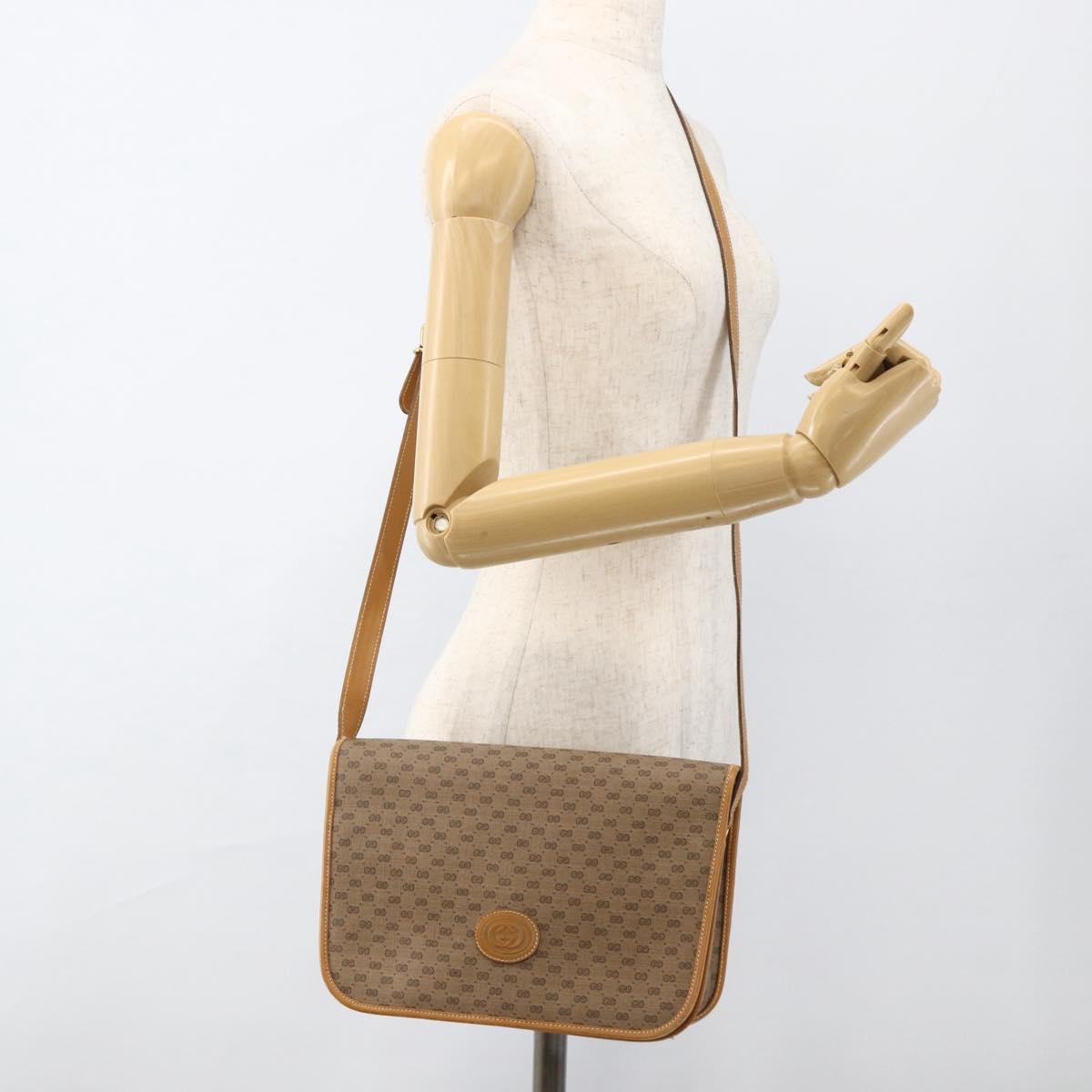 GUCCI Micro GG Supreme Shoulder Bag PVC Beige Gold 001 904 0915 Auth ka3456