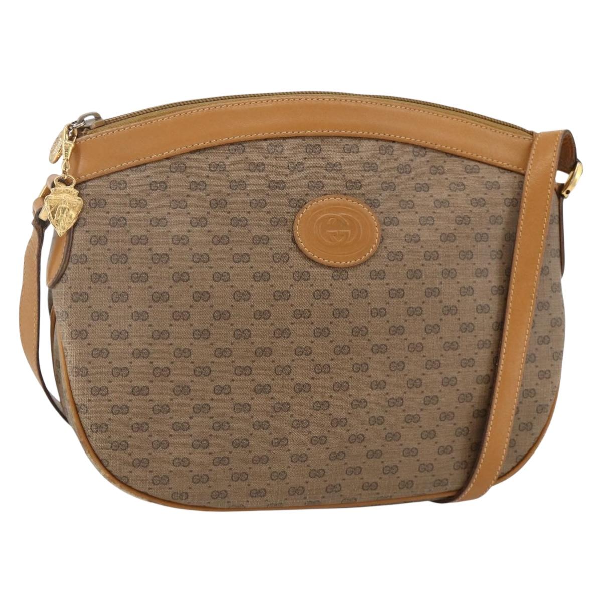 GUCCI Micro GG Supreme Shoulder Bag PVC Beige Gold 007 87 0096 Auth ka3457