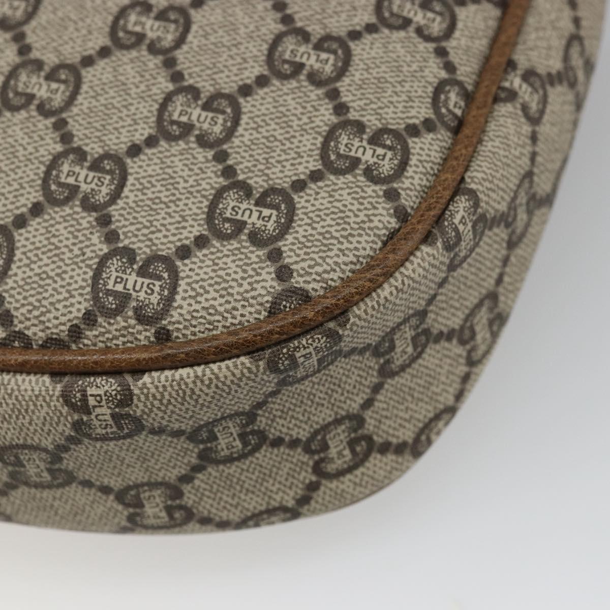 GUCCI GG Plus Supreme Shoulder Bag PVC Beige Gold Auth ka3460