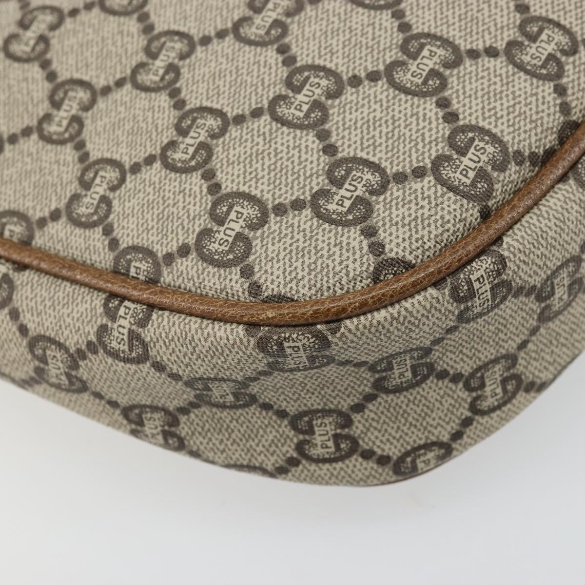 GUCCI GG Plus Supreme Shoulder Bag PVC Beige Gold Auth ka3460