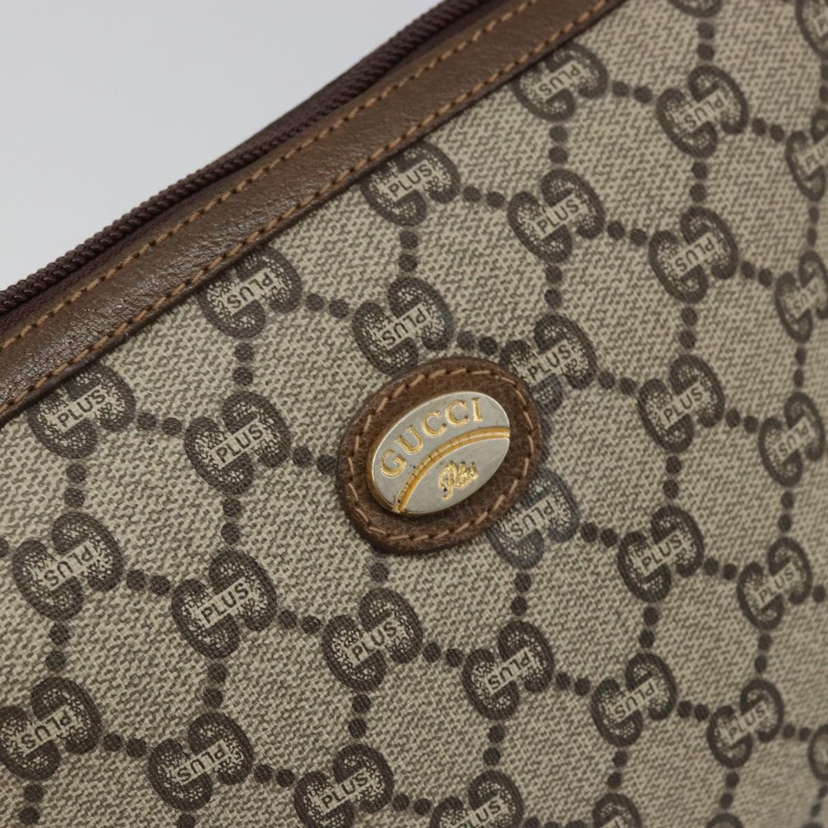 GUCCI GG Plus Supreme Shoulder Bag PVC Beige Gold Auth ka3460