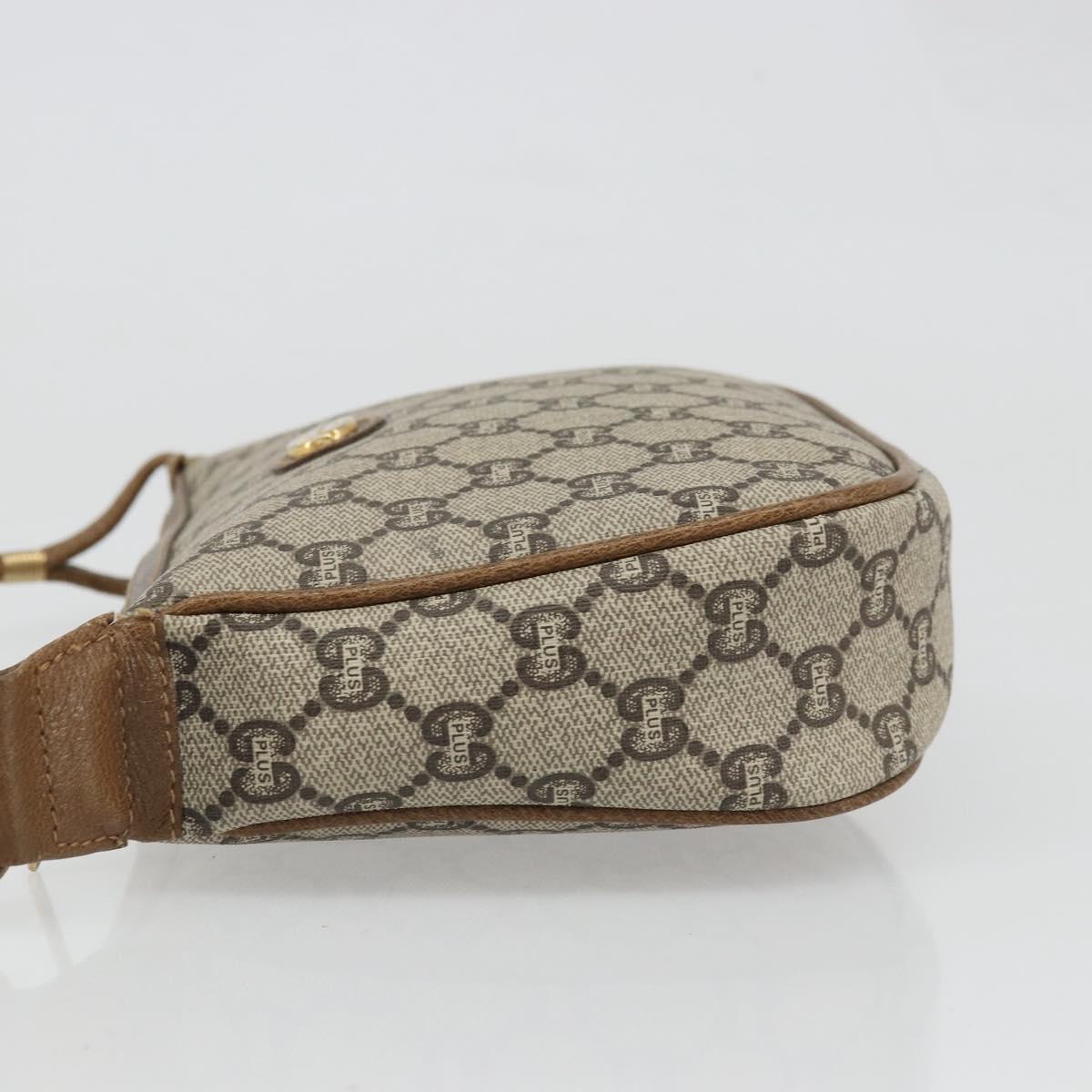 GUCCI GG Plus Supreme Shoulder Bag PVC Beige Gold Auth ka3460