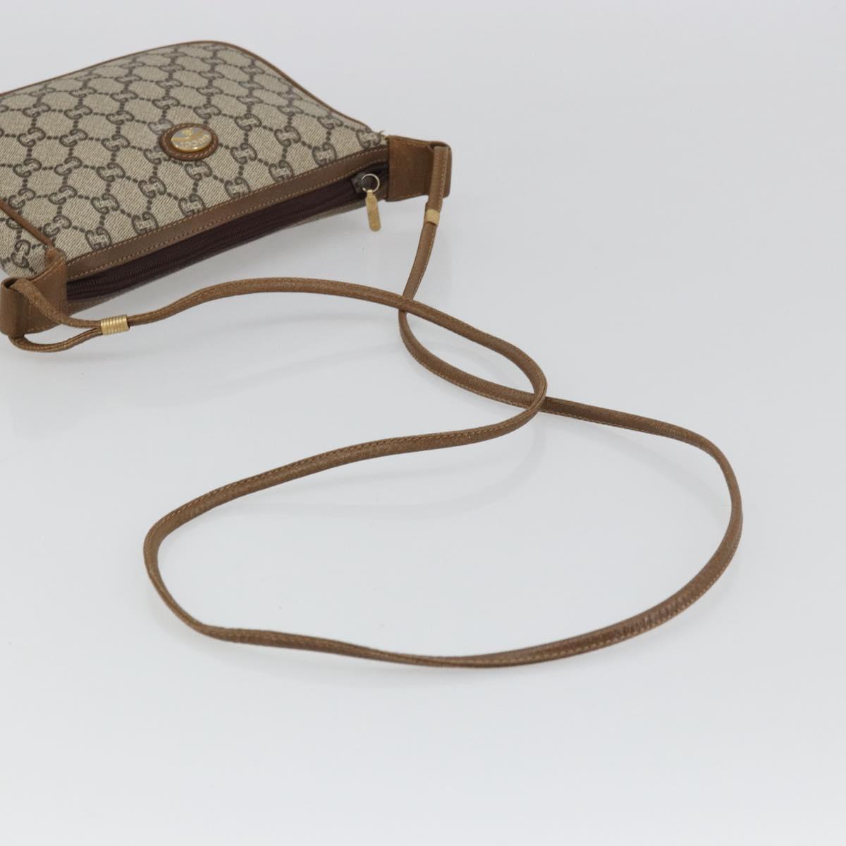 GUCCI GG Plus Supreme Shoulder Bag PVC Beige Gold Auth ka3460