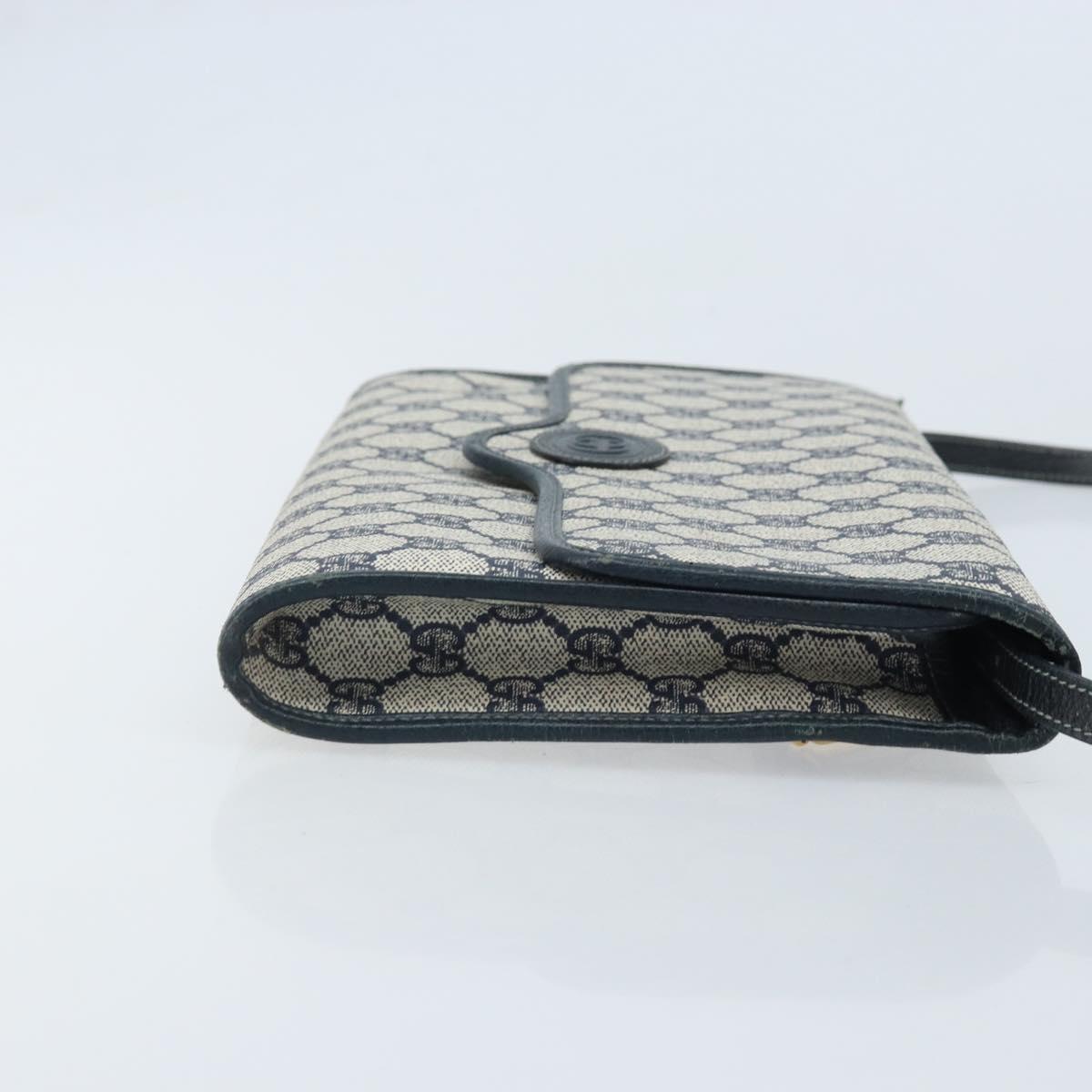 GUCCI GG Supreme Shoulder Bag PVC Navy Gold Auth ka3462