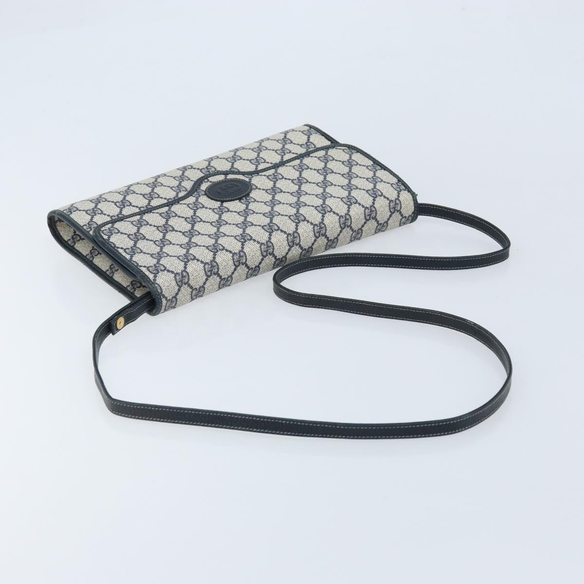 GUCCI GG Supreme Shoulder Bag PVC Navy Gold Auth ka3462