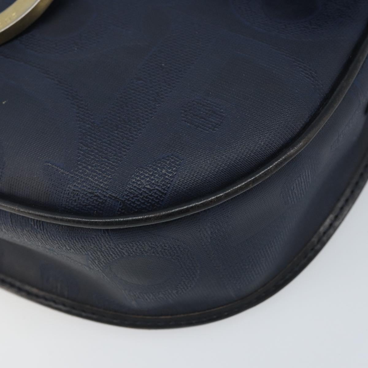 Christian Dior Trotter Canvas Shoulder Bag PVC Navy Gold Auth ka3468A