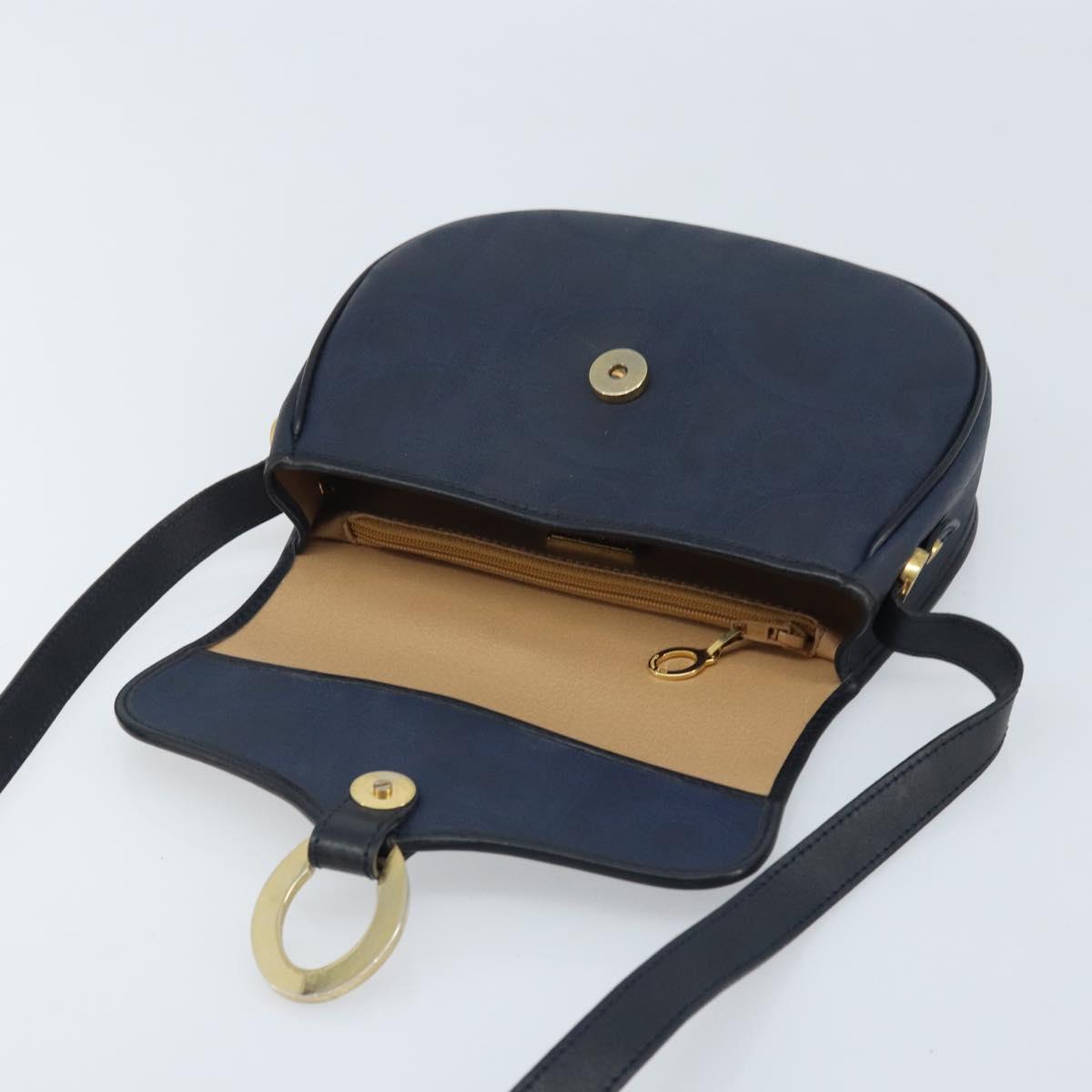 Christian Dior Trotter Canvas Shoulder Bag PVC Navy Gold Auth ka3468A