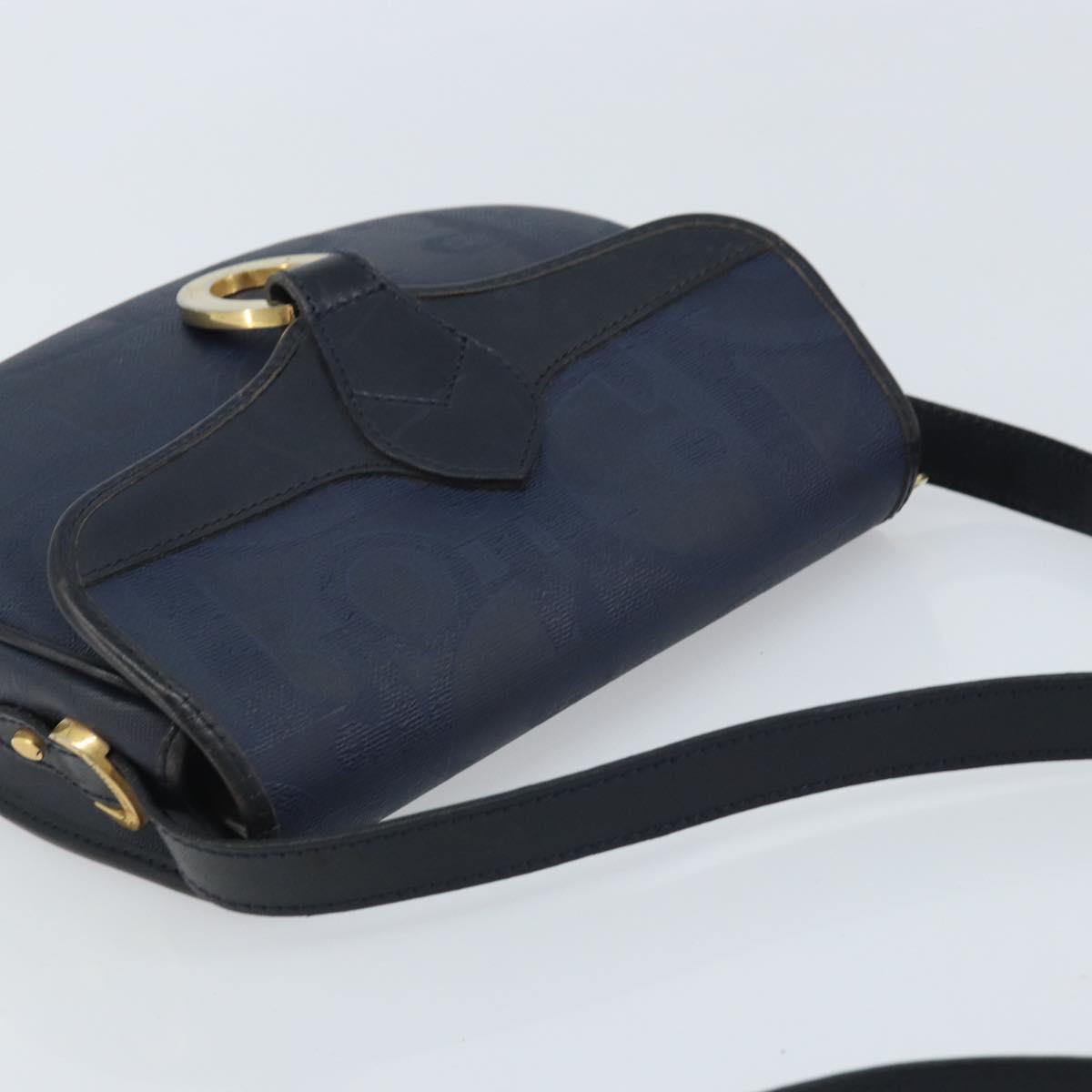 Christian Dior Trotter Canvas Shoulder Bag PVC Navy Gold Auth ka3468A