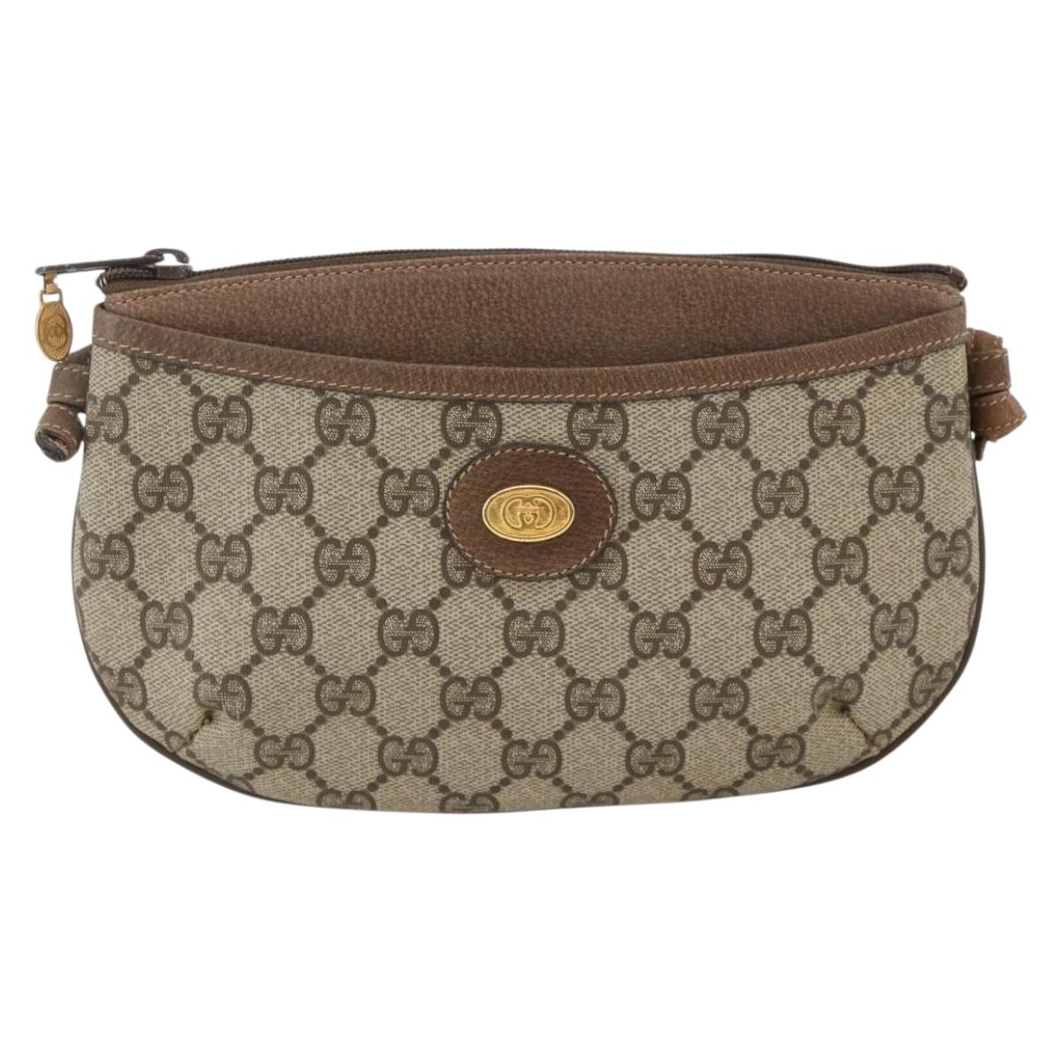 GUCCI GG Supreme Shoulder Bag PVC Beige Gold 904 02 020 Auth ka3469