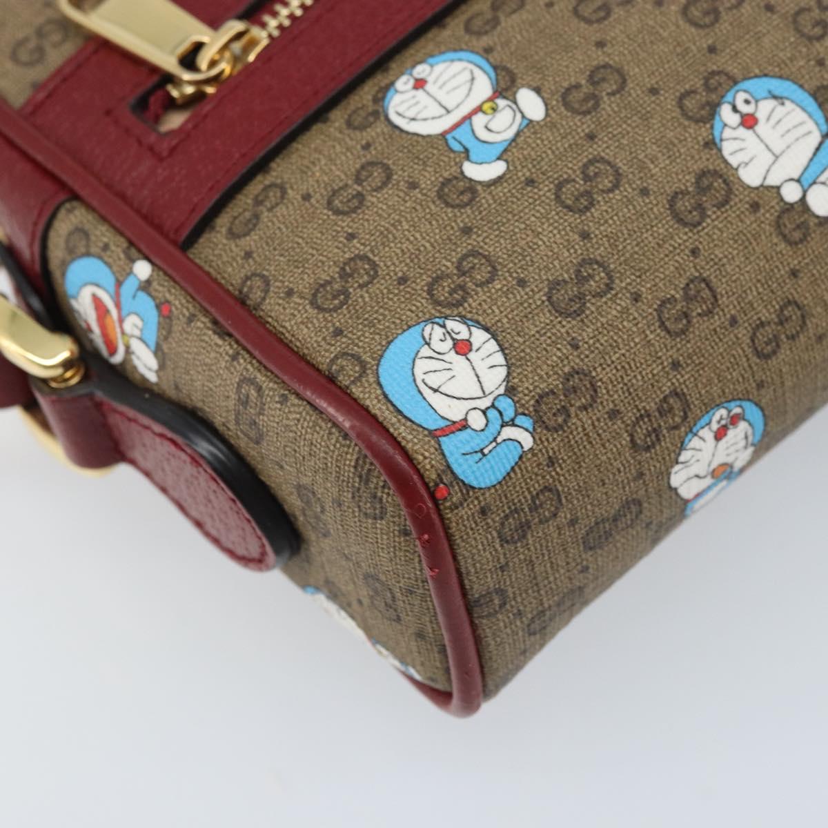 GUCCI Micro GG Supreme Doraemon Bag PVC Beige Gold 647784 Auth ka3475SAM