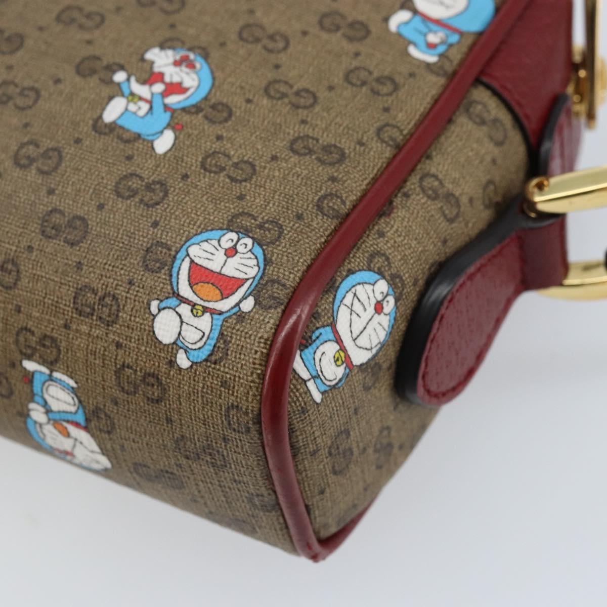 GUCCI Micro GG Supreme Doraemon Bag PVC Beige Gold 647784 Auth ka3475SAM