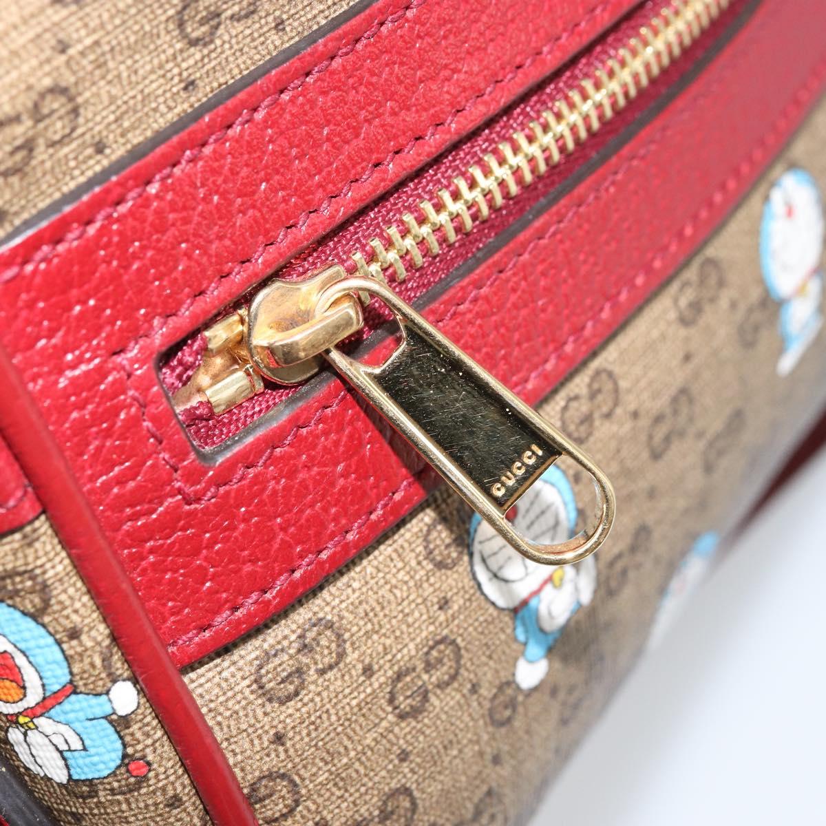 GUCCI Micro GG Supreme Doraemon Bag PVC Beige Gold 647784 Auth ka3475SAM