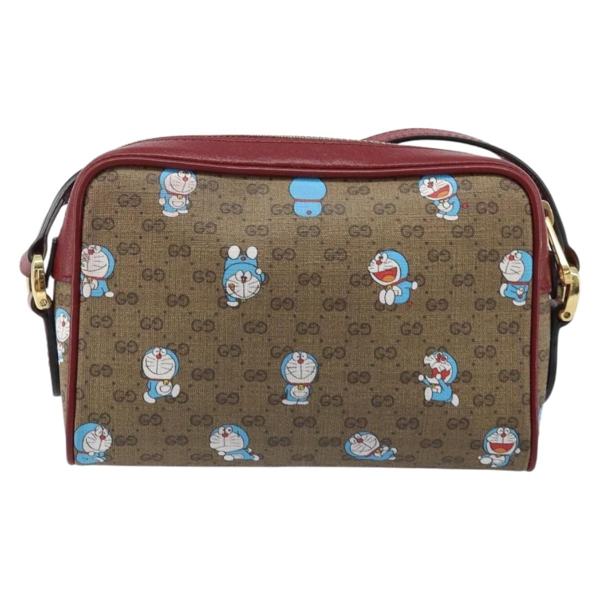 GUCCI Micro GG Supreme Doraemon Bag PVC Beige Gold 647784 Auth ka3475SAM