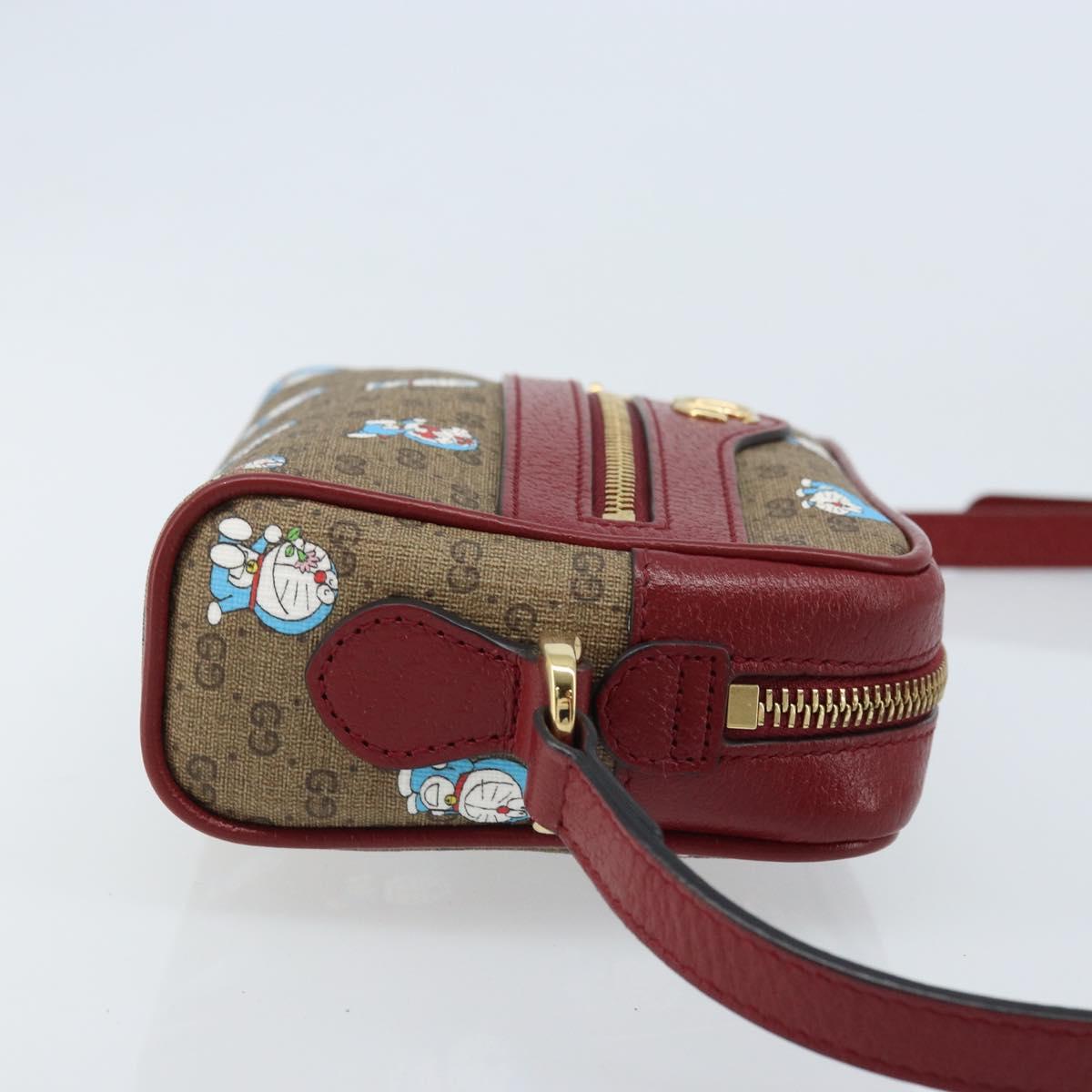 GUCCI Micro GG Supreme Doraemon Bag PVC Beige Gold 647784 Auth ka3475SAM