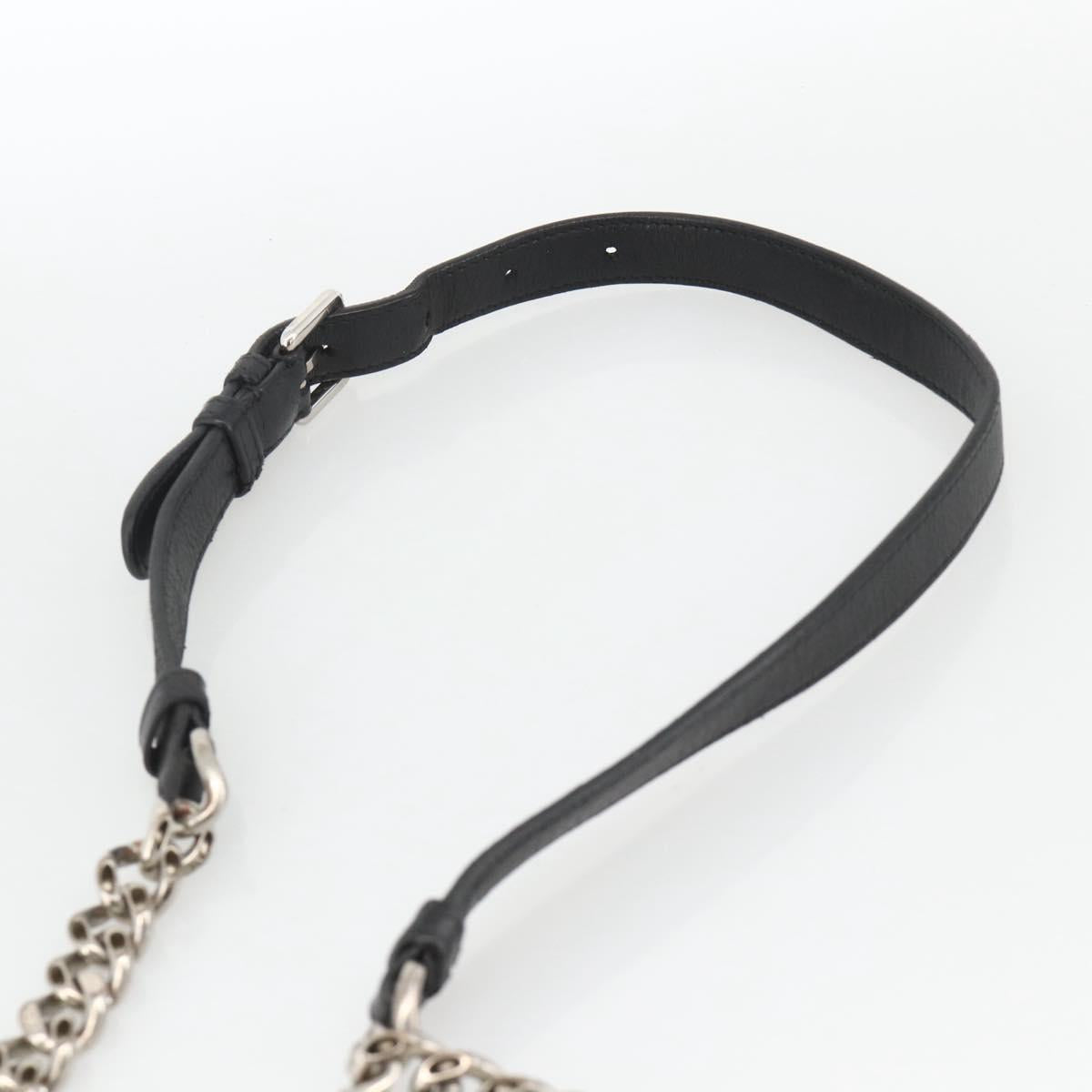 Christian Dior Chain Diorama Shoulder Bag Leather Black Silver Auth ka3476A