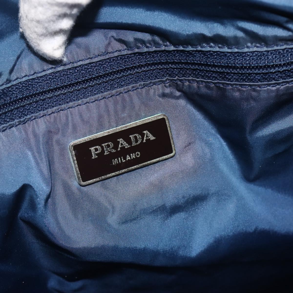 PRADA Tote Bag Nylon Blue Silver Auth ka3477A